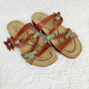 L’Artiste by Spring Step Mabel Slide Leather Sandals Multi color EU39 US 8.5